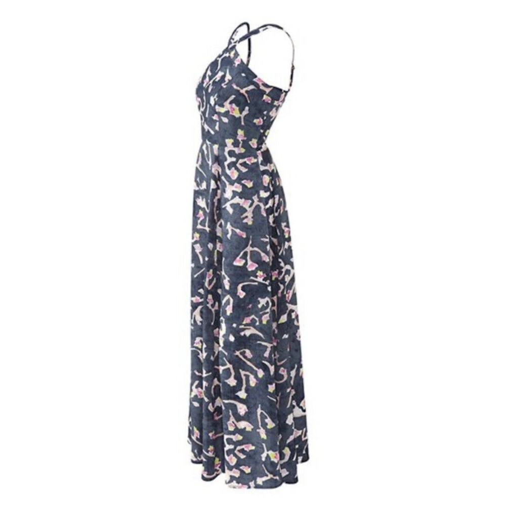 CAbi Dress Women's Size 4 Blue Watercolor Print‎ Aurora Paradise Maxi Halter - Picture 3 of 14